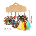 El Regalo 3 Pairs Earrings Combo of Vintage Bohemian Dangle Earrings for Women, 3-Pair Multi-Pack, Handmade Retro Tribal Drop Jewelry, Ethnic Bronze & Silver Tone Statement Earrings (Style-7)