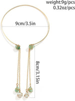El Regalo Handcrafted Gold Plated Arm Cuff Jewelry for Women/Girls - Stone Pendant Armband Tassel Arm Bands (Green Stones)