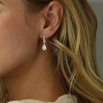 El Regalo Stainless Steel Pearl Drop Hoop Earrings for Women | Small Huggie Hoop Earrings with Pearl Pendant | Waterproof Anti Tarnish Modern Earrings for Girls | Minimalist Cute Jewelry (Silver)