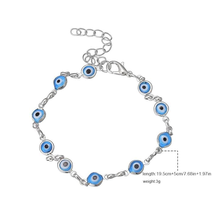 El Regalo Evil Eye Rakhi for Brother/Bhai with Roli Chawal, Rakhi Message Card in Rakhi Gift Box (Silver Blue)