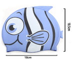El Regalo Cartoon Fish Swimming Caps for Kids/Girls/Boys (4-16 Years Age Group)- Silicone Waterproof Stretchy Swimming Caps for Girls Boys for Long & Short Hair (Blue)