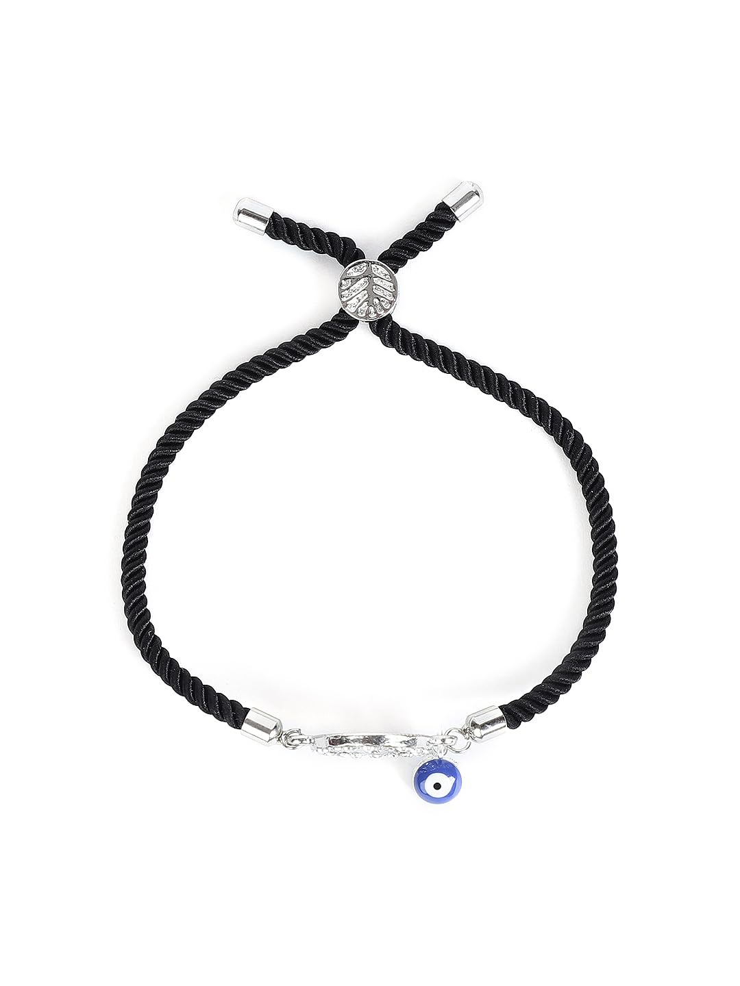 El Regalo Name Initials Evil Eye Bracelet Rakhi for Brother- Name Letter CZ Rakhi with Roli Chawal, Message Card in Rakshabandhan Box for Bhai (Black-U)