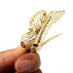 El Regalo 2 Pcs Barrette Hollow Out Golden Butterfly Metal Hair Clips For Girls & Women (Set Of 2) (Golden)