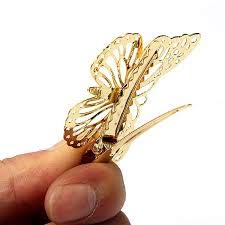 El Regalo 2 Pcs Barrette Hollow Out Golden Butterfly Metal Hair Clips For Girls & Women (Set Of 2) (Golden)