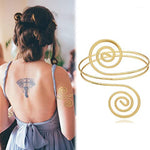 El Regalo Fashion Armlet- Minimalist Spiral Coil Upper Arm Cuff Open Arm Bracelet Armlet Armband Bangle for Women & Girls (Golden Color)