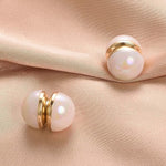 El Regalo 1 Pair Non-Pierced Magnetic Double Pearls Earrings- Fake Gauge Clip On/Cartilage Earrings for Girls & Women