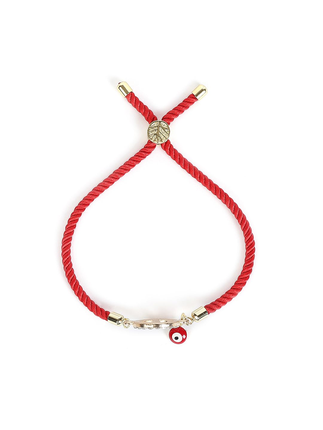 El Regalo Name Initials Evil Eye Bracelet Rakhi for Brother- Name Letter CZ Rakhi with Roli Chawal, Message Card in Rakshabandhan Box for Bhai (Red- I)