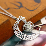 El Regalo Valentine's day gift-Glow In The Dark Moon with hanging Heart Pendant Necklace | Frozn Forest 925 Silver Plated Girls Pendant Necklace