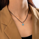El Regalo 2PCs Evil Eye Necklaces Combo Set- Blue Eyes Amulet Pendant Dainty Ojo Gold Cord Necklace for Women & Girls