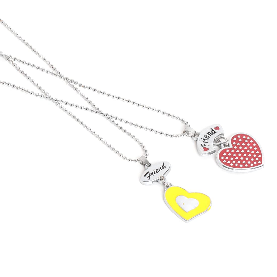 El Regalo 2 PCs Best Friend BFF Enamel Hearts Unisex Pendant Necklaces Set for Kids/Girls/Boys/Besties/Soul Sisters (Option-1)