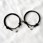 El Regalo 2 PCs Magnetic Couple Charm Bracelets Set for Best Friend- Mutual Attraction Magnet Matching Bracelets Rope Braided Bracelet Set for His Her Couples BFF Friendship Jewelry (2 PCs Black Set)