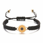 El Regalo 2 PCs Sunflower Daisy Bracelet - Adjustable Sunflower Bracelets for Best Friends/Besties - Sunflower Pinky Promise Bracelets for Kids Girls/Teens/Women (Black & White Sunflower Bracelet)