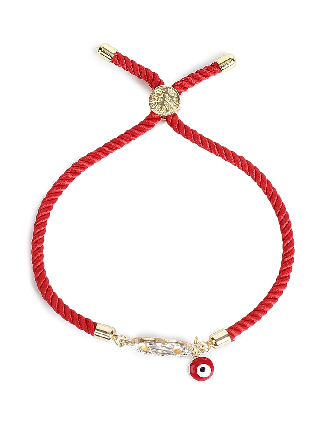 El Regalo Name Initials Evil Eye Bracelet Rakhi for Brother- Name Letter CZ Rakhi with Roli Chawal, Message Card in Rakshabandhan Box for Bhai (Red- S)