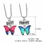 El Regalo Unisex Glitter Best Friends Butterfly Necklaces - Set of 2 | Enamel Butterfly Pendant Best Friends Friendship Necklaces Set