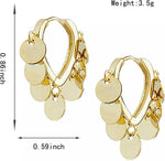 El Regalo Western Golden Coin Pendant Hoop Earrings - Classic Hoops with Light Disc Charms - Elegant and Versatile Jewelry for Women - Luxurious and Sophisticated Design