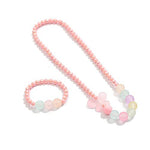 El Regalo 3 PCs Girl Princess Necklaces & Bracelets Jewelry Set with Colorful Flowers & Acrylic Beads - Kids Stretchy Chunky Costume Jewelry Gifts Party Favors Dress up Jewelry for Little Girl Toddler