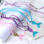 El Regalo 2Pcs Mermaid Fish Tail Necklaces Set- Mermaid Fishtail Necklace Gorgeous Pendant Necklace for Mermaid Birthday Supplies Girl's Party Ocean Theme Party Supplies (Color Option- 2)