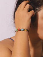 MINACHI Bohemian Colorful Ceramic Bead Adjustable Leather Bracelet, Boho Hippie Summer Jewelry Gift for Women (1), Adjustable, Ceramic, no gemstone