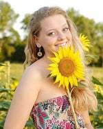 El Regalo Vintage Sunflower Earrings- Bohemian Sunflower Hook Earrings for Girls & Women (Golden)