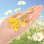 El Regalo Personalized Name Initials Natural Flowers & Bee Charm Keychain - Custom Letter Keyring with Daisy Flower & Honey Bee Pendant, Purse, Bag, Backpack Accessory (Letter K)