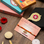 El Regalo 1 PC Moli Rakhi for Bhaiya - Rakshabandhan Moli Charms Rakhi with Message Card & Roli Chawal Shagun in Rakhi Box (Evil Eye Moli Rakhi-2)