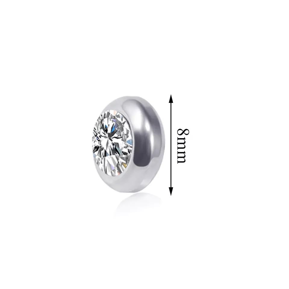 El Regalo 2 Pairs Non-Pierced CZ Magnetic Clip-On Unisex Earrings for Men/Women/Girls/Boys - Colorful CZ Fake Crystal Ear Stud Earrings (Pink & White)