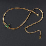 El Regalo 18K Gold Waterproof Vintage Green Enamel Butterfly Choker Cuban Chain Necklace- Stainless Steel NO RUST/ANTI TARNISH Butterfly Flat Snake Chain Necklace for Girls & Women