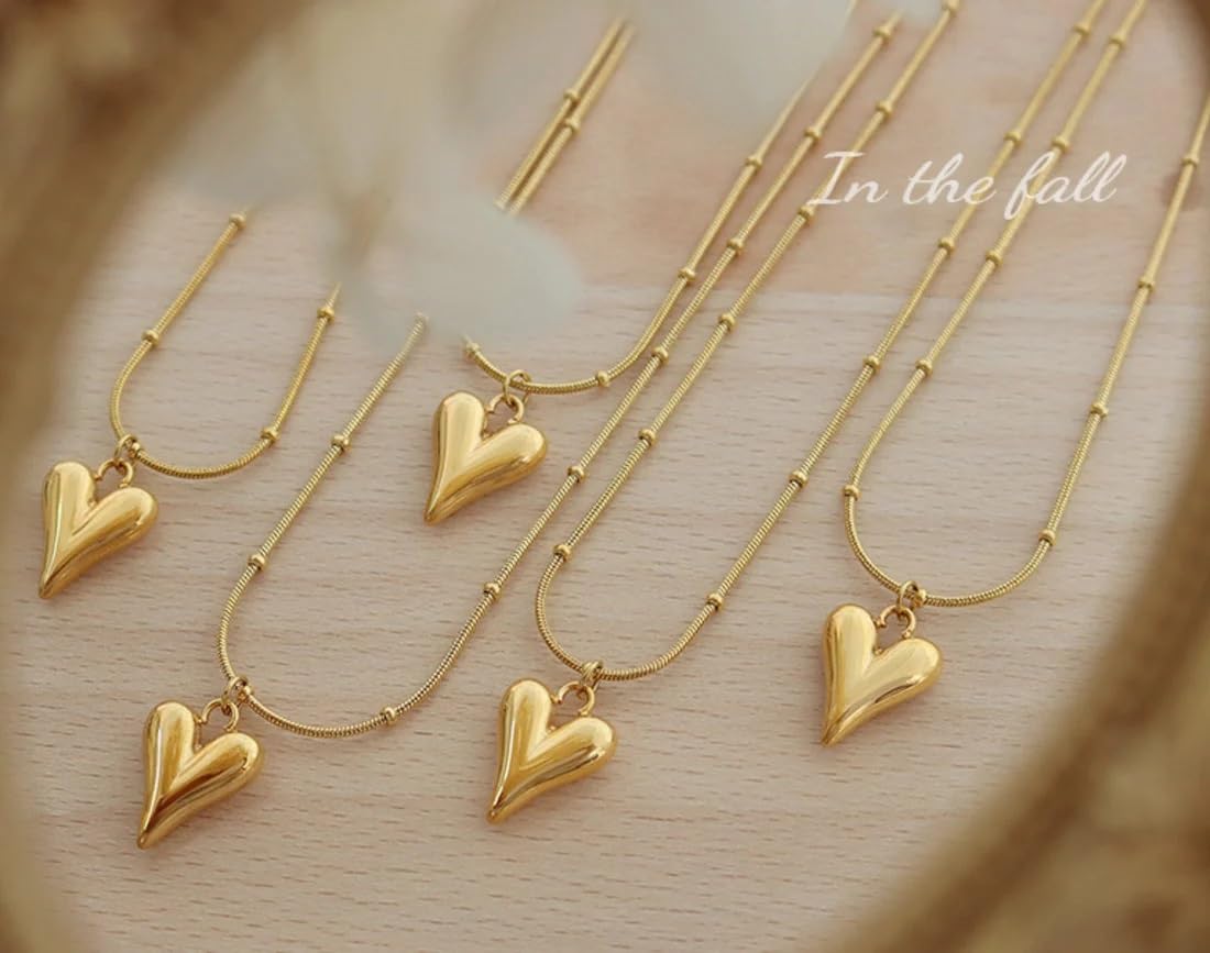 El Regalo Glamorous & Cute Stainless Steel Love Heart Pendant Necklace - Anti Tarnish, Waterproof, Elegant Gift for Girls & Women | Puffed Heart Design