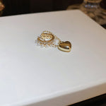 FUTIMELY Pearl Hoop Earrings Heart Chain Ear Cuff, Adjustable Non-Piercing Cartilage Clip On Earrings 2PCS Set for Women