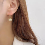 El Regalo Pearl Shell-Shaped Earrings - Fashionable Cute Inlaid Cubic Zirconia Pearls Shell Hook Earrings for Girls & Women, Elegant Sea-Inspired Design