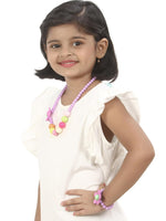 El Regalo Kids Girls Flower Necklace & Bracelet Jewelry Set- Girl Beaded Necklace Bracelet Colorful Kids Play Jewelry Princess Costume Jewelry (Purple)