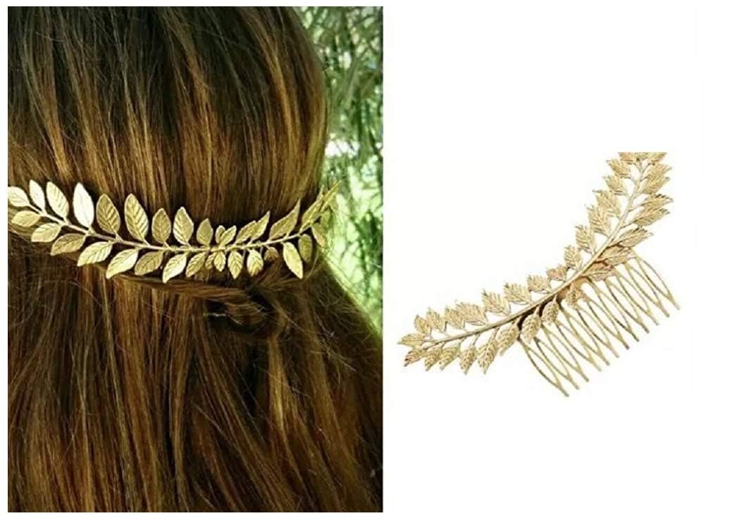 El Regalo 1PC Elegant Vintage Hollow Cutout Leaf Hair Comb - Wedding & Party Hair Accessory for Girls & Women (Gold)