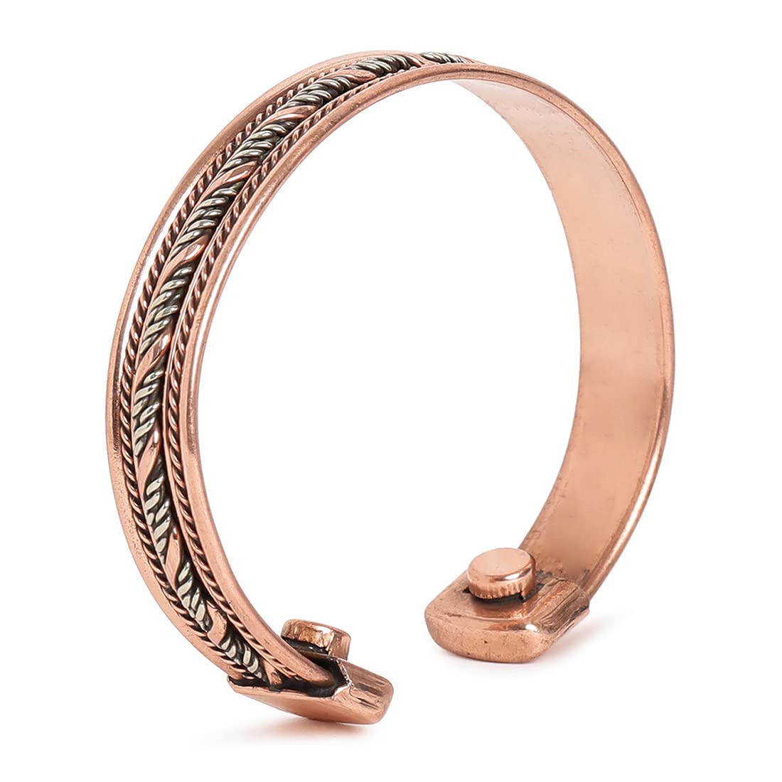 El Regalo Unisex 2PCs Pure Copper Magnetic Bracelet Combo Set for Joint Pain Relief/Arthritis - Slim Minimalist Style - Adjustable Magnetic Therapy Healing Copper Fashion Jewelry (Option-4)