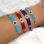 El Regalo 2PCs Evil Eye Rakhi Set for Brother/Sister-in-Law Japanese Miyuki Seed Beads Lucky Rakhis for Bhaiya & Bhabhi Handmade 100% Authentic Japanese Miyuki Seed Beads