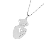 El Regalo Cute Stainless Steel Mother-Baby Pendant Necklace for Women/New Moms- Anti Tarnish Mothers Day Gift/Baby Shower Gift (Silver)