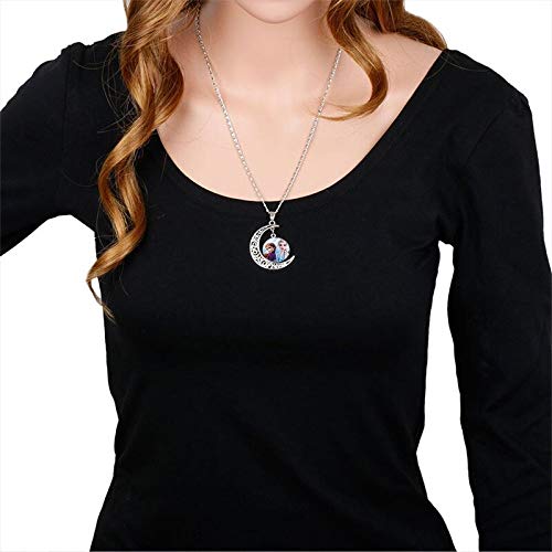 El Regalo Frozn Crescent Moon Ice Princess Ana El-sa Necklace for Kids/Girls (El-sa Sky Blue)