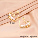 El Regalo Pearl Heart Ear Stud Earrings- Gold Pearl Studs Earrings Love Heart Earrings Jewelry for Women and Girls Gifts