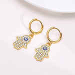 El Regalo 2 Pairs Evil Eye Hamsa Hand CZ Earrings for Girls/Women - Micro-inlaid Cubic Zirconia Evil Eye & Hamsa Hand of Fatima Earrings, Fashion Dangle Drop Earrings