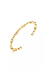 El Regalo Waterproof Stainless Steel Bamboo Style Open Cuff Bracelet for Girls/Women (For Small Wrists)- Valentines Day Gift for Her (Gold)