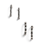 El Regalo 2 Pairs Tribal Oxidized Half Hoop Earrings, Huggie Earrings- Hammered Bohemian Oxidized German Silver Baali Earrings (Option-8)