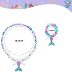 El Regalo Kids Girls Mermaid Princess Necklace & Bracelet Set (Ocean Blue)