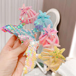 El Regalo 6 PCs Mermaid Hair Clips Glitter Reversible Sequin Bows Barrettes Set for Baby Girl Kids Teens & Women