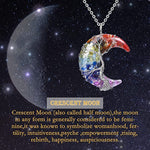 El Regalo Crescent Moon Wire Wrapped Tree of Life Stone Pendant Necklaces Natural Resin Quartz Gemstone Hippie Boho Jewelry for Girls Women (7 Chakra)