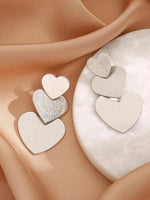 El Regalo Romantic Heart Tassel Metal Texture Long Earrings For Girls & Women Girls- Valentines Day Gift (Matt Silver)