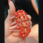 El Regalo 1 PC Evil Eye with Crystals Beads Adjustable Unisex Bracelet for Girls/Boys/Men/Women (Red)