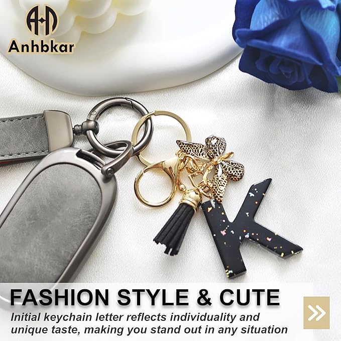 El Regalo Personalized Name Initials Butterfly Charm Keychain - Name Letter Keyring with Black & Golden Tassel & Butterfly Pendant, Purse, Bag, Backpack Accessory (A Letter)