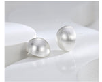 El Regalo Matte Silver Brushed Half-Ball Stud Earrings for Women & Girls | Minimalist Frosted Dome Geometric Earrings | Hypoallergenic Jewelry Gift