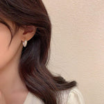 El Regalo 1Pair Love Heart Hoop Earrings- Small Oil Dripping Gold Plated Heart Earrings for Girls & Women Hoop (White)