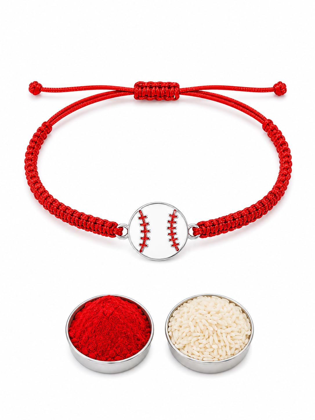 El Regalo 1PC Sports Balls Rakhi for Brother- Cute & Fancy Balls Bracelet Rakhi for Sports Lover Brother with Roli Chawal in Rakhi Gift Box (Baseball)
