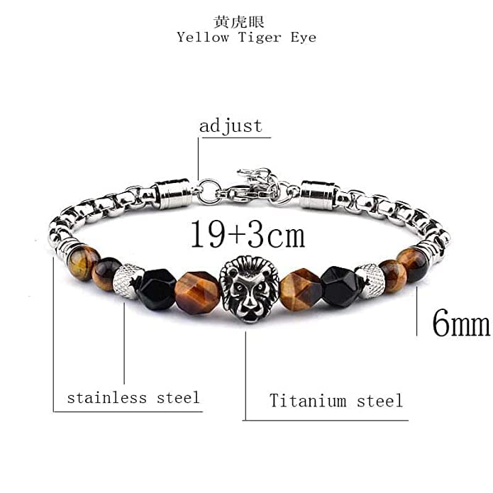 El Regalo Mens Rakhi for Bhai- Lion Stainless Steel Bracelet Rakhi with Faceted Semi Precious Stones - Natural Healing for Brother/Nephew/Bhatija (Option-2)